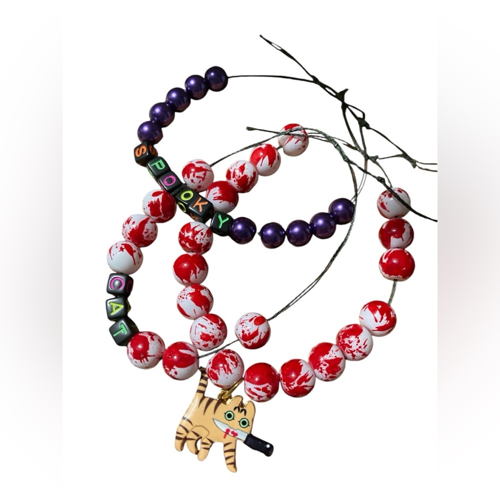 spooky cat beaded adjustable bracelets